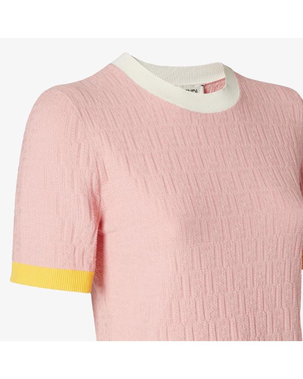 Fendi Pink Ff Jacquard Short Sleeved Jumper