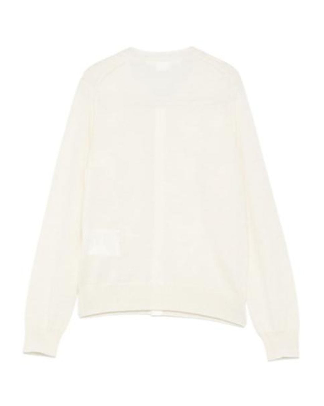 Comme des Garçons White Floral Embroidered Cardigan
