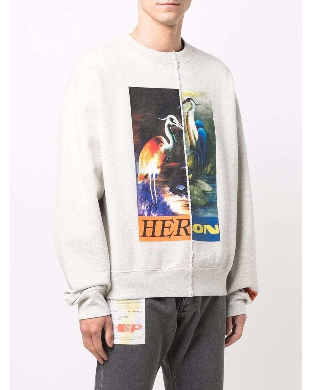 Heron Preston White Split Heron Crew-Neck T-Shirt for men