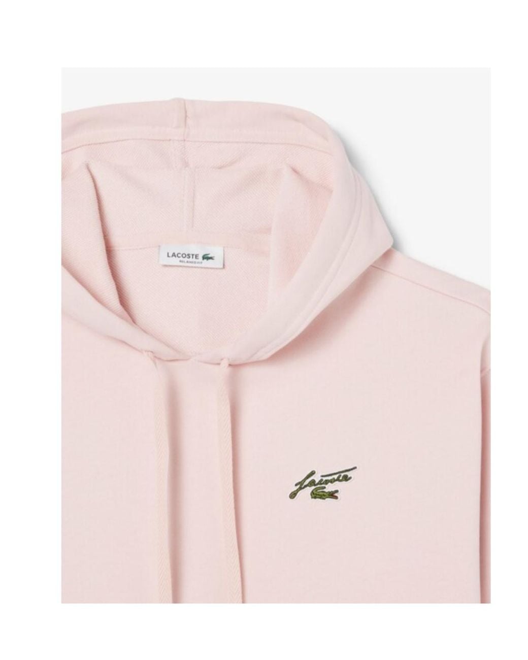 Lacoste Pink Badge Accent Fleece Hoodie