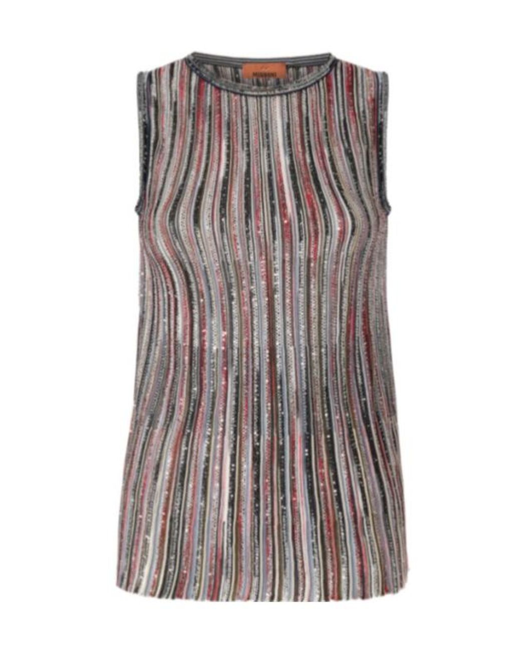 Missoni Multicolor Sequined Striped Sleeveless Top