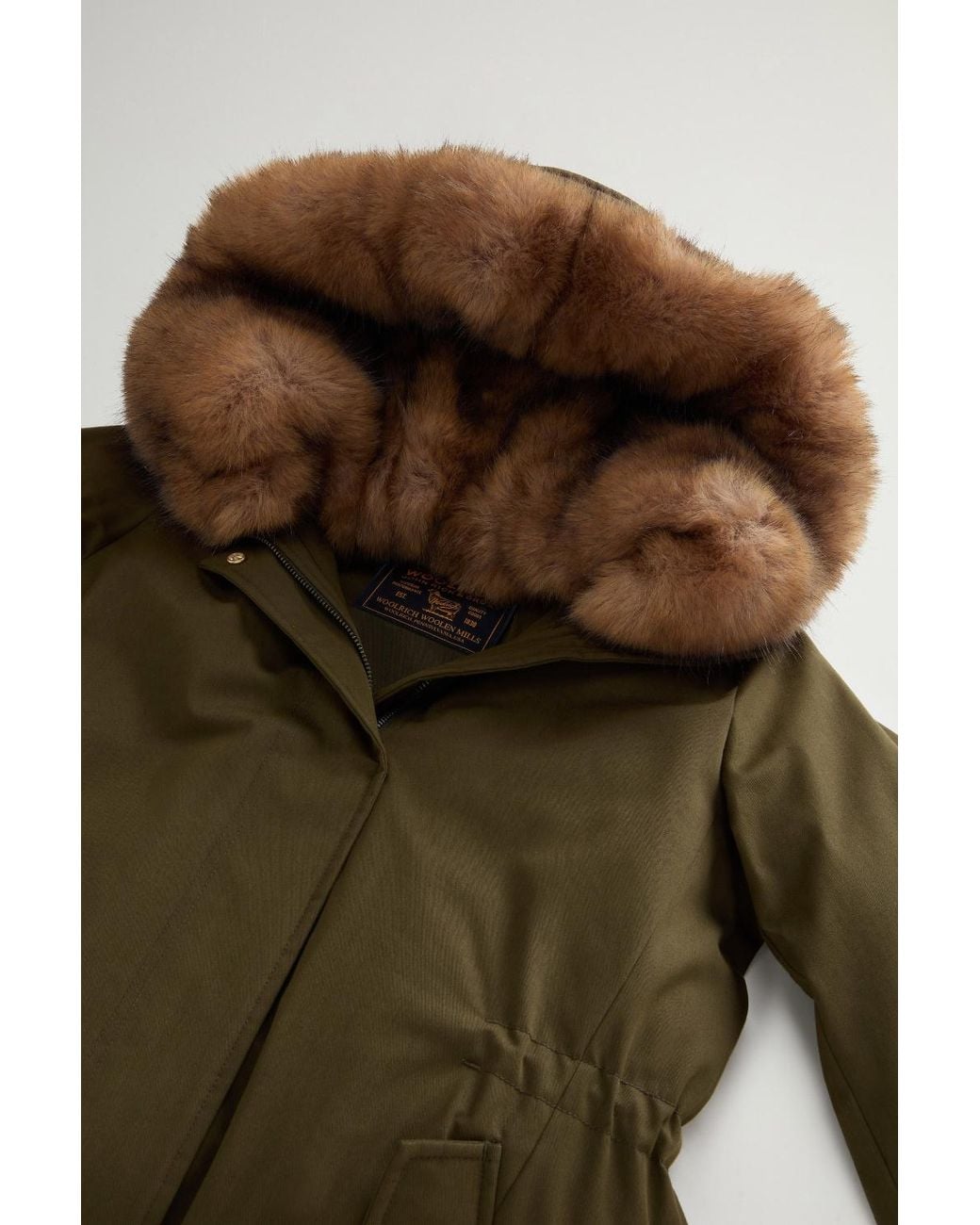 Woolrich Green Padded Hooded Long Coat
