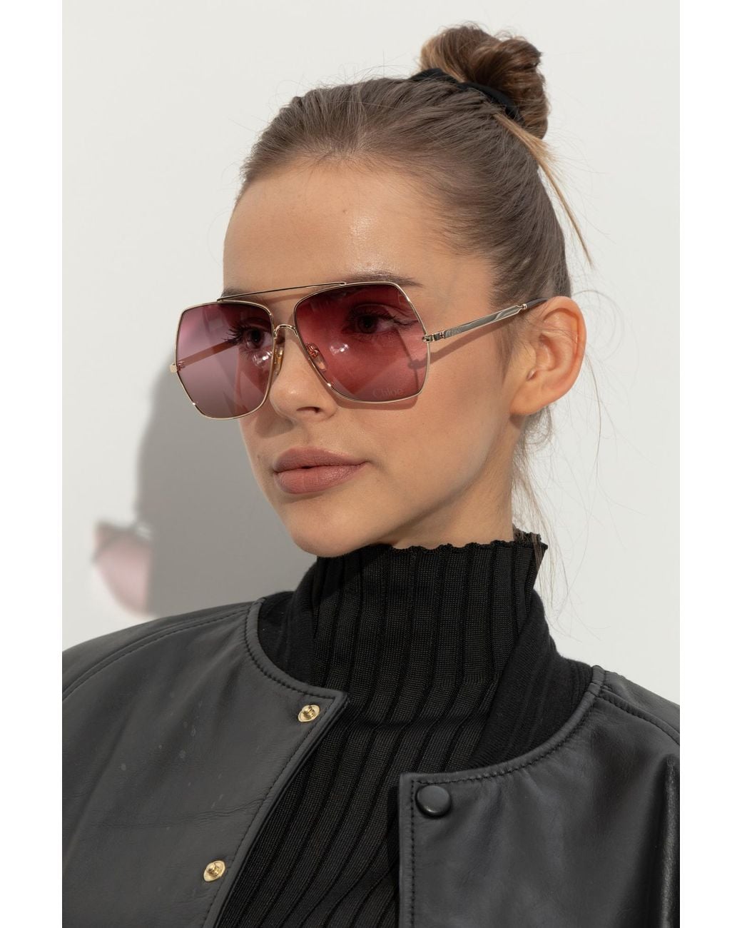 Chloé Pink Chloé Eyewear Square Frame Sunglasses