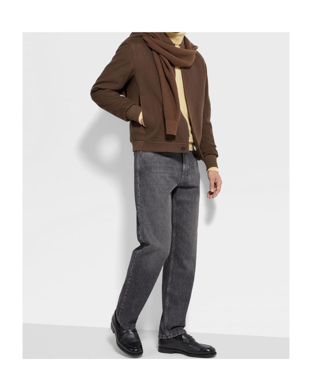 Zegna Brown Oasi-Cashmere Bomber Jacket for men