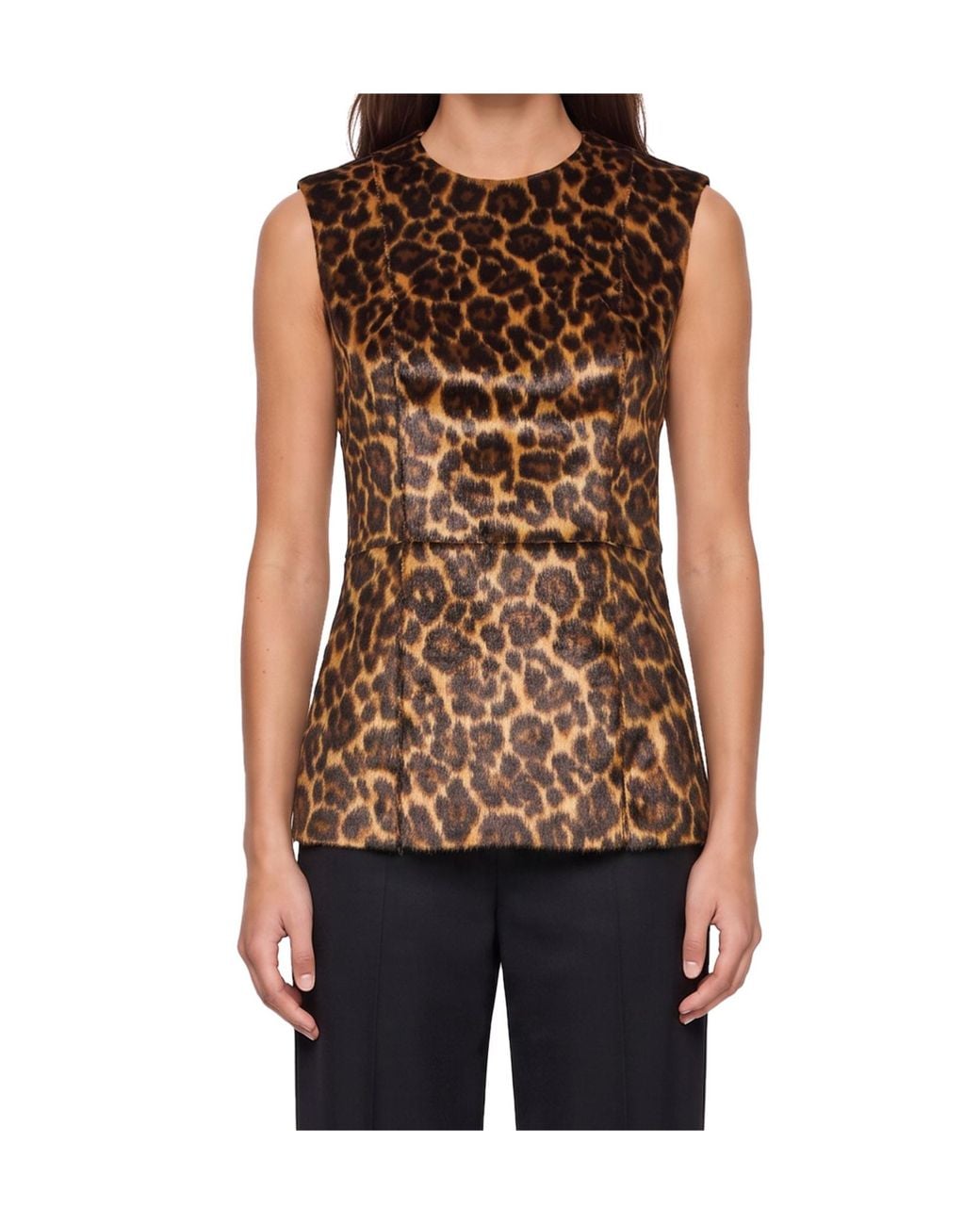 DARKPARK Brown Leopard-Print Sleeveless Crewneck Top