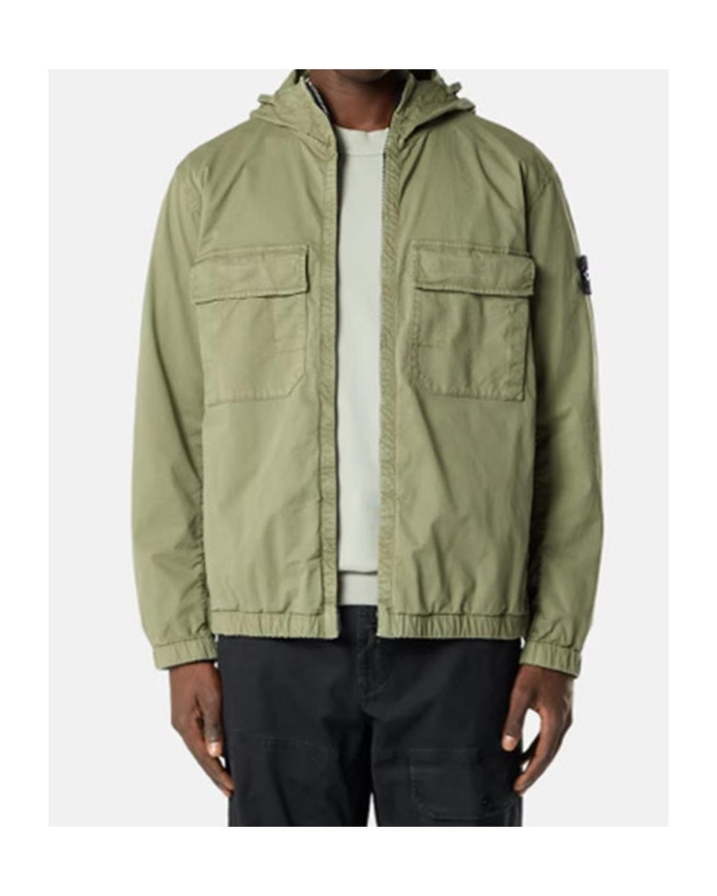 Stone Island Green Flap-Pocket Hooded Jacket for men