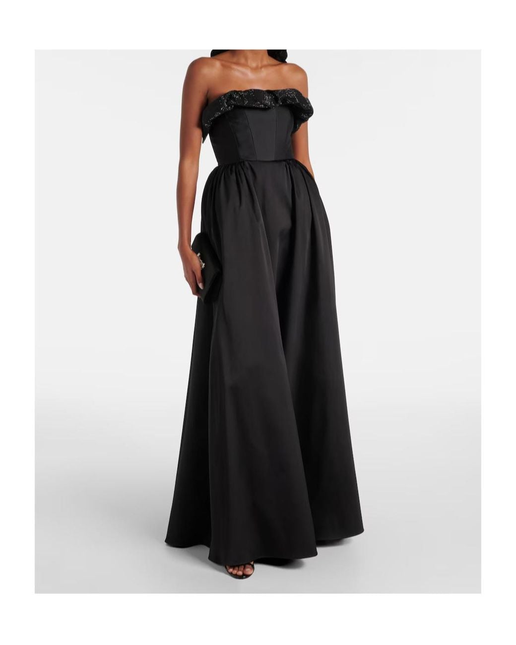 Roland Mouret Black Ruffled Strapless Gown