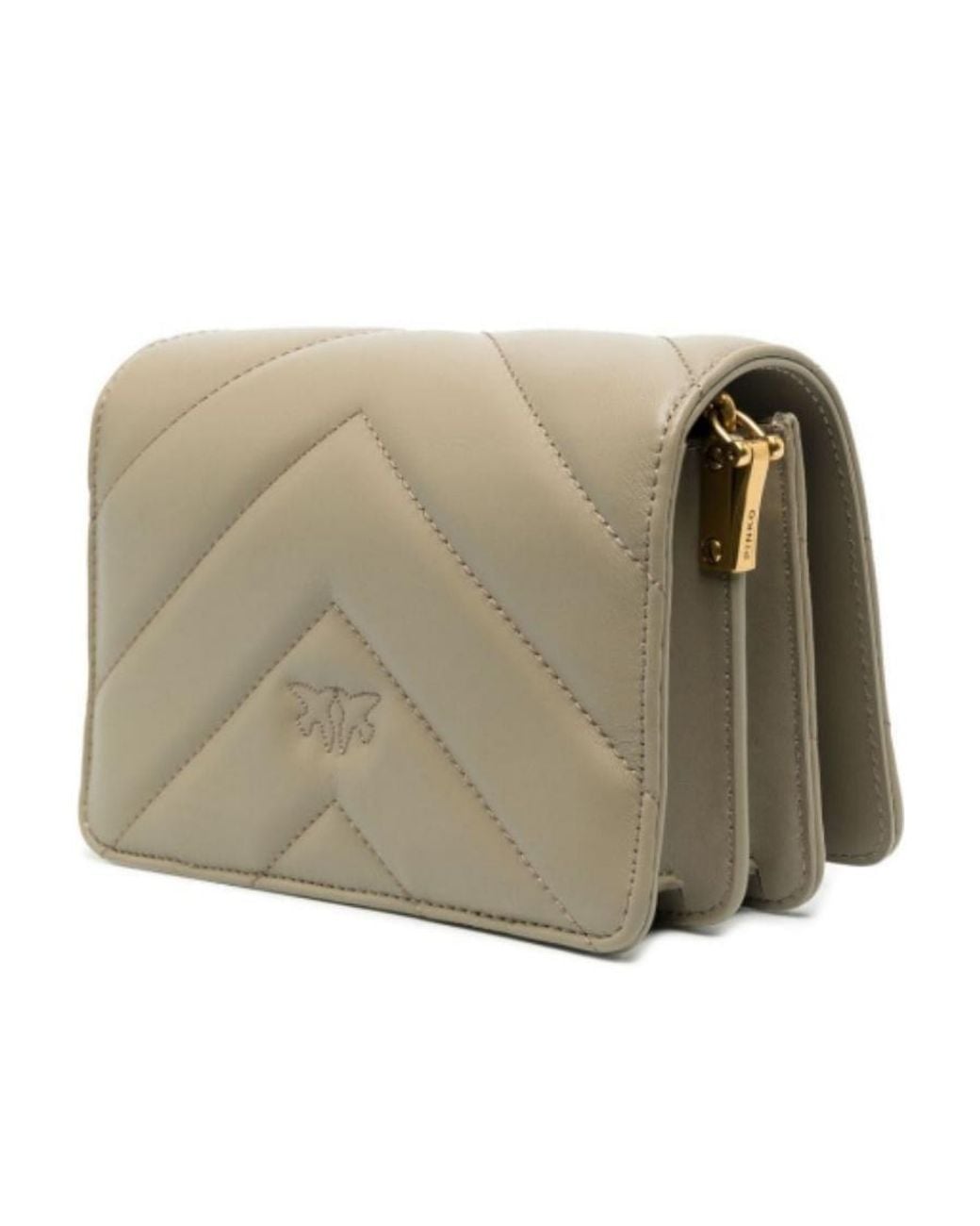 Pinko Gray Love Click Logo Plaque Mini Crossbody Bag