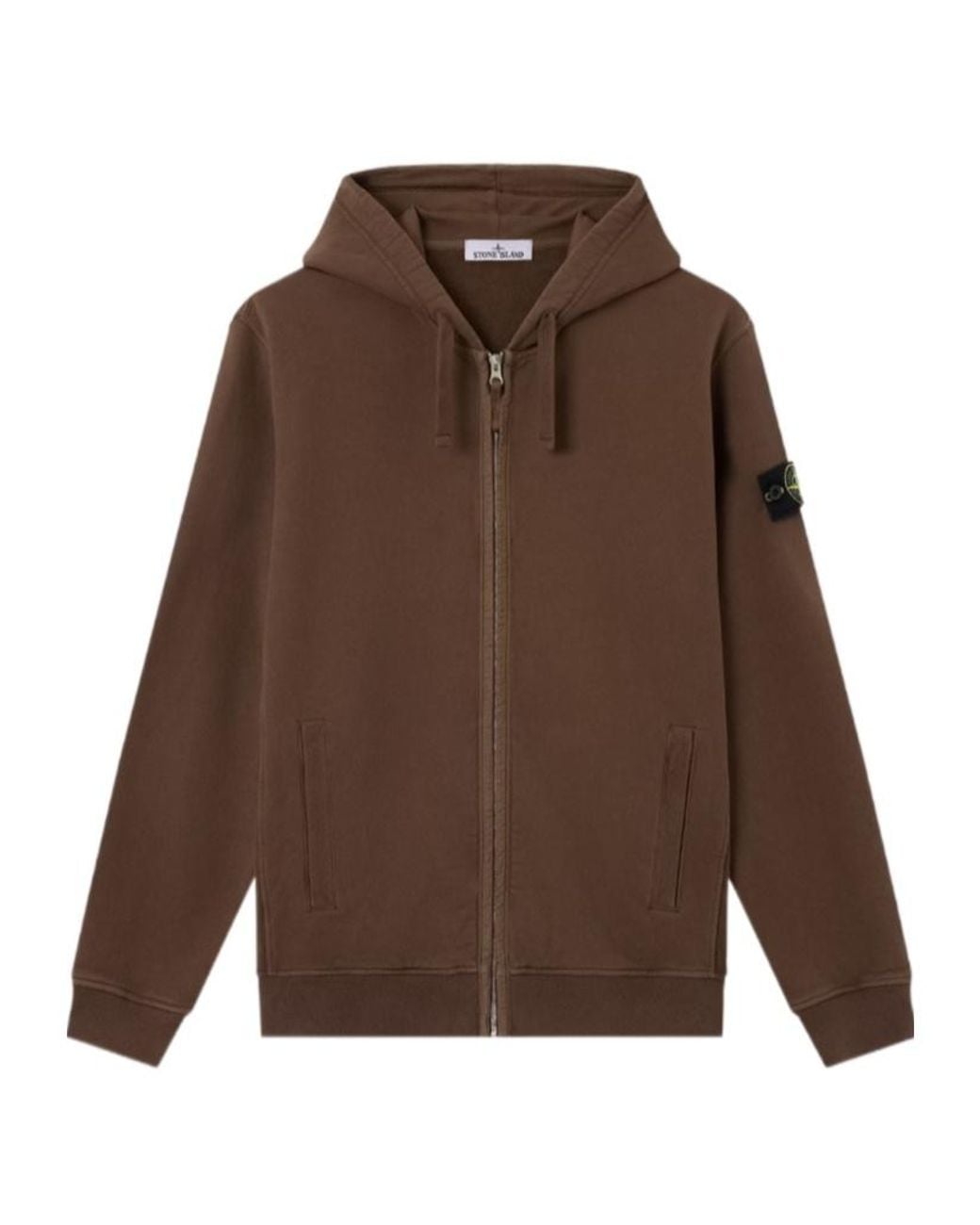 Stone Island Brown Regular-Fit Zip-Up Hooded Sweatshirt With Ribbed Inserts for men