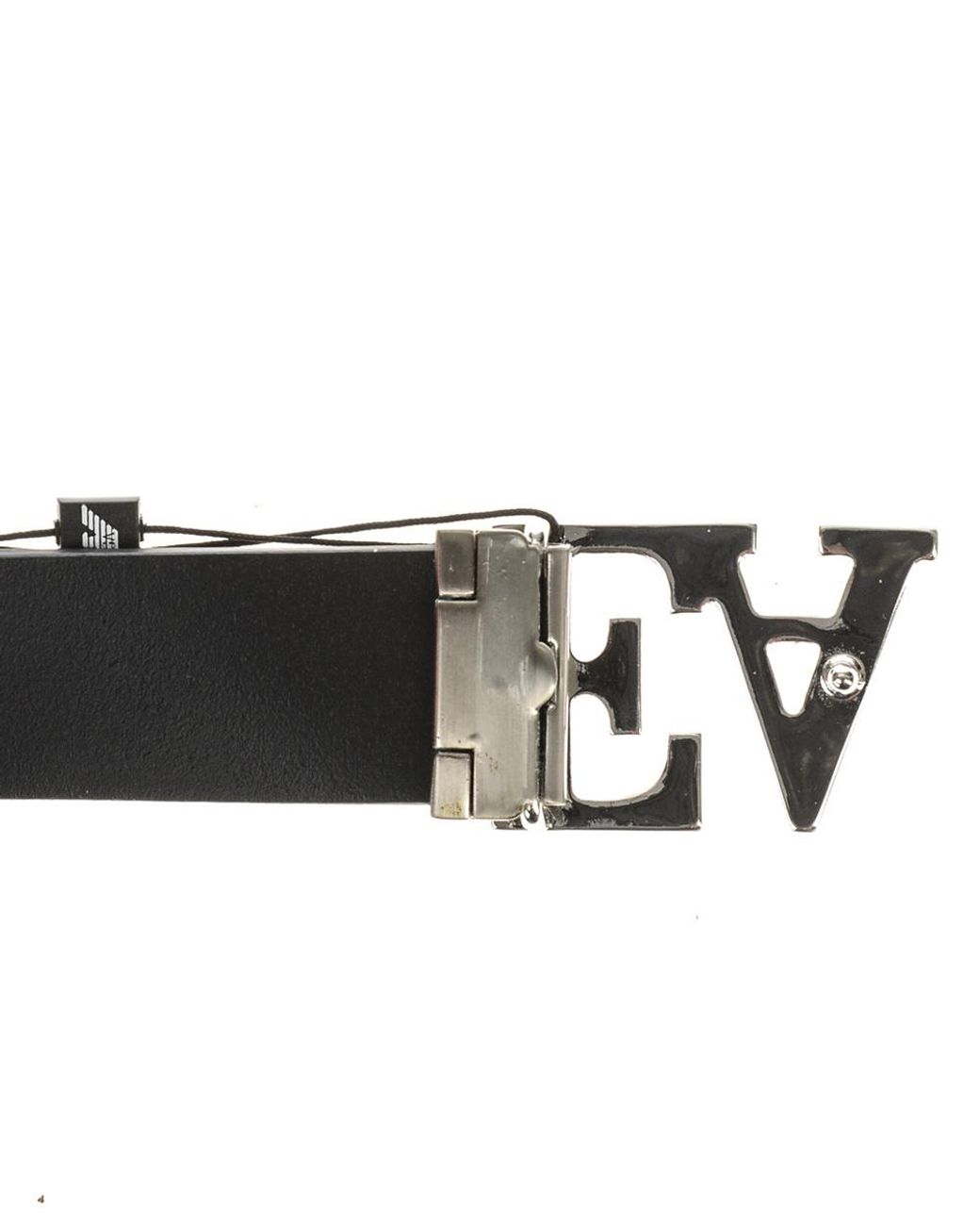 Emporio Armani Black Logo Buckle Belt for men