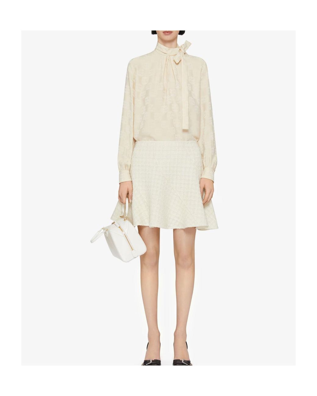 Givenchy Natural 4G Jacquard Long-Sleeved Blouse
