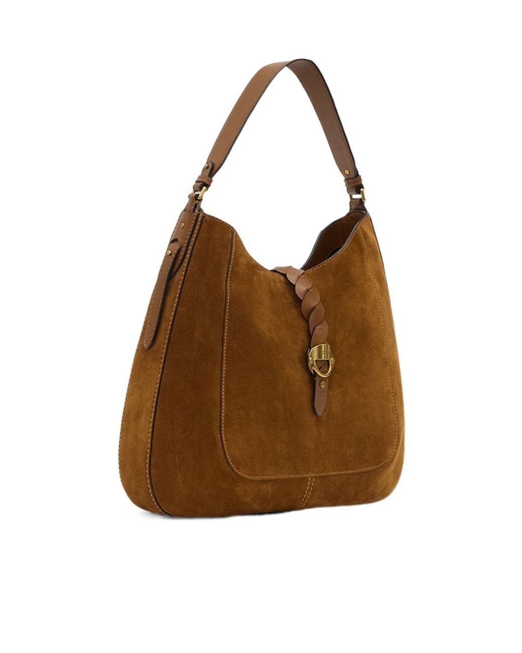 Isabel Marant Brown Logo Engraved Hobo Bag