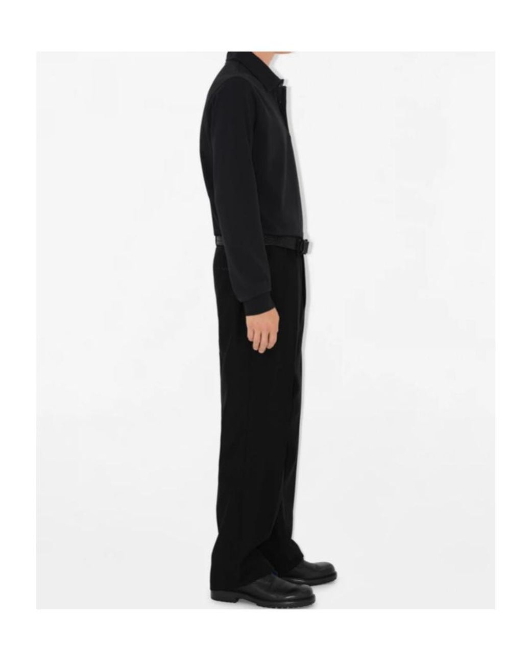 Burberry Black Long-Sleeve Cotton Polo Shirt for men
