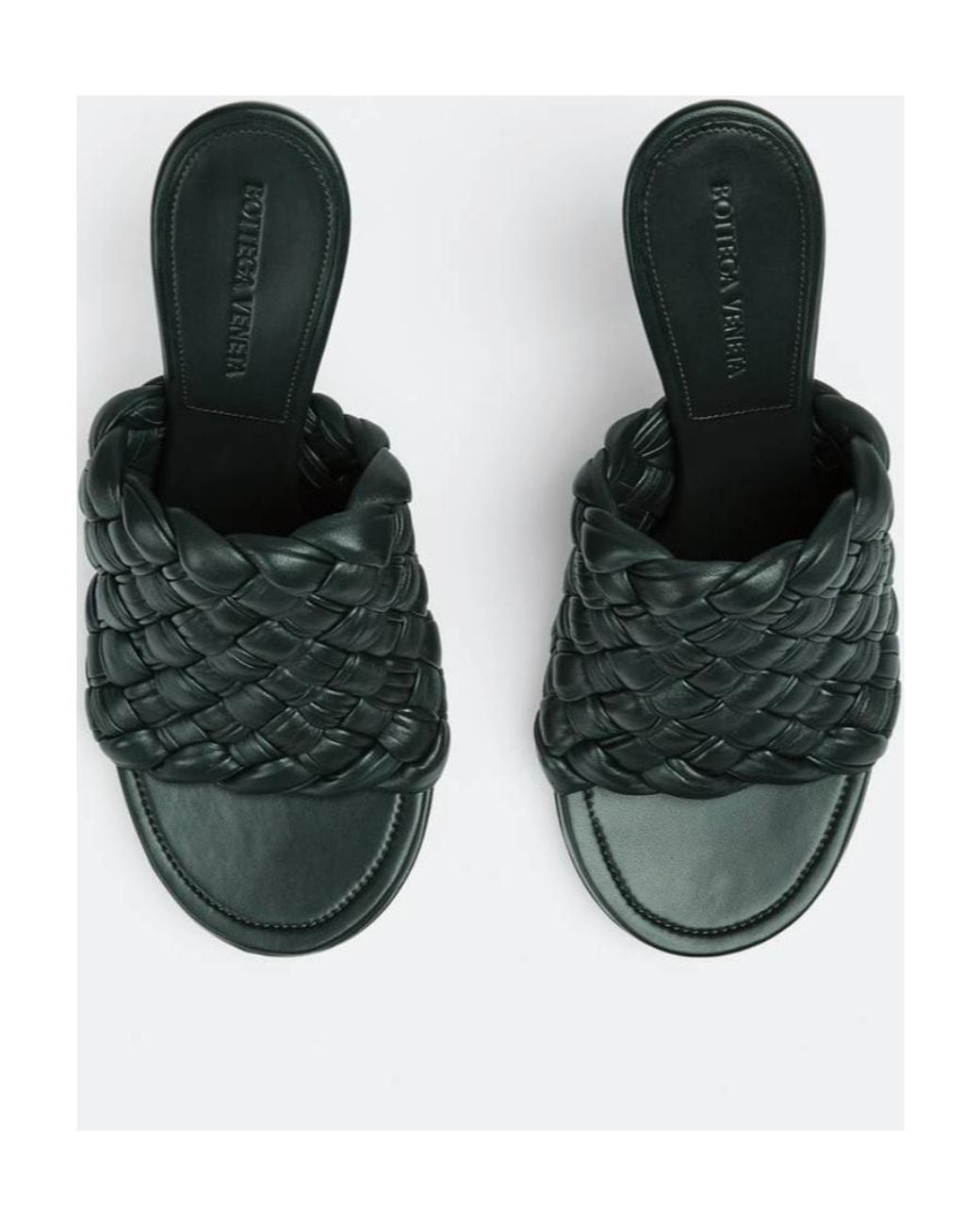 Bottega Veneta Green Dot Wave Intreccio Pleated Mules