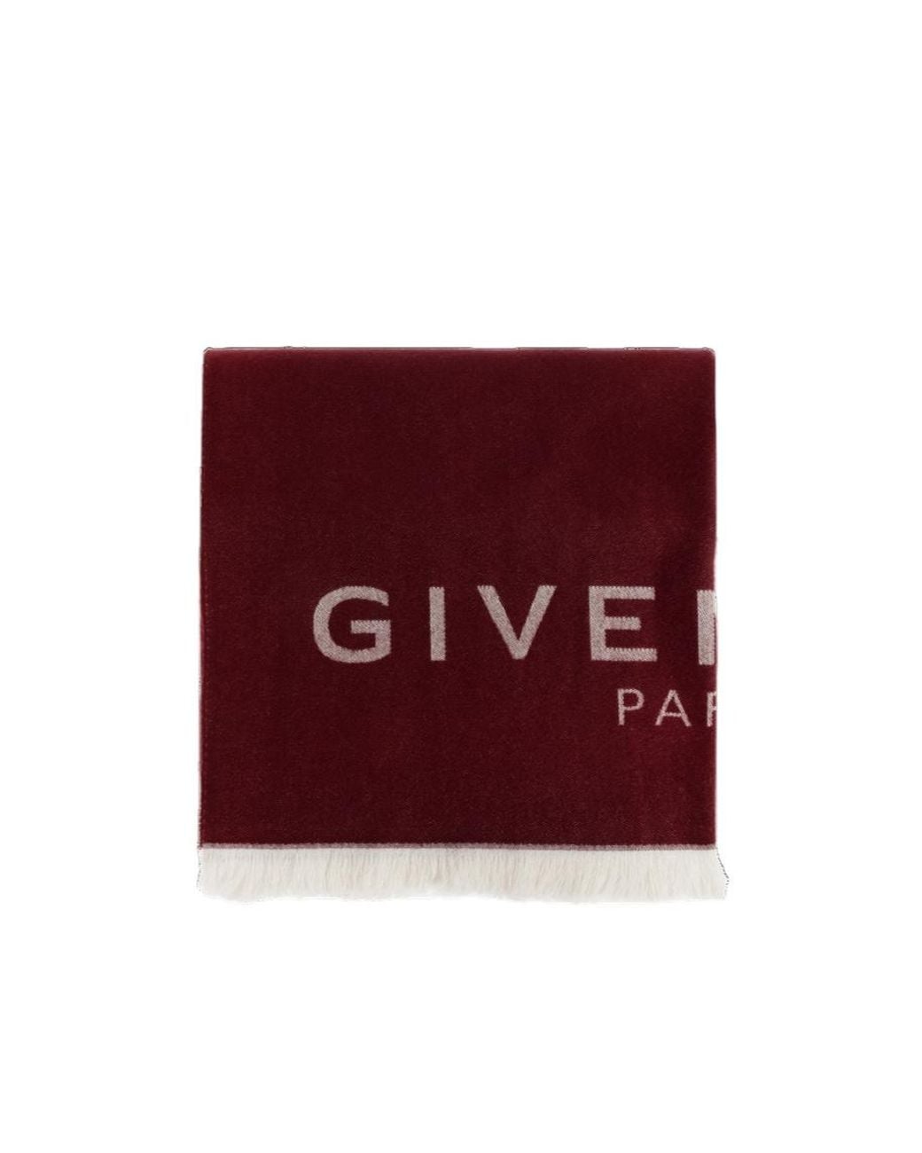 Givenchy Red Logo Fringe Scarf