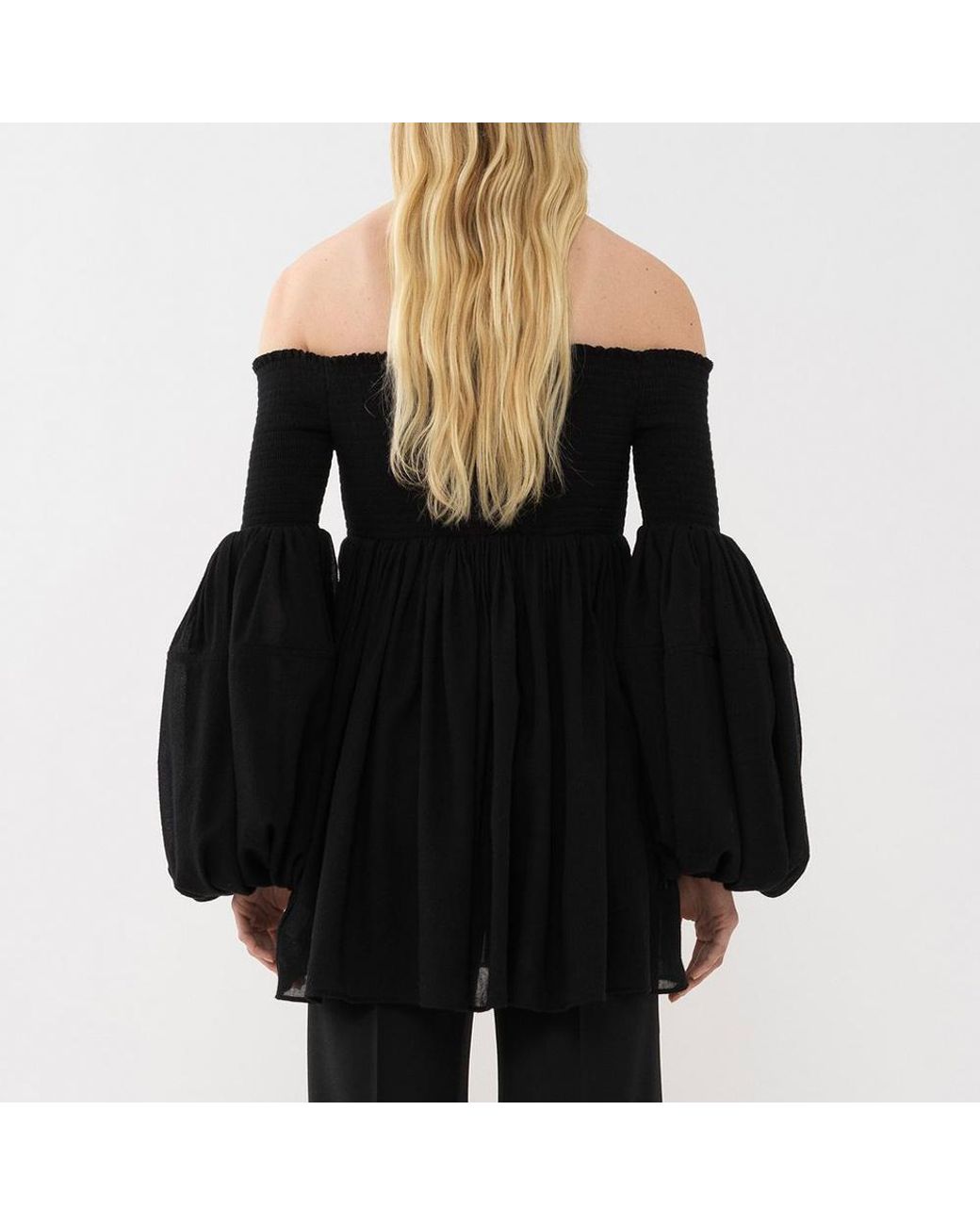 Chloé Black One-Collar Wool Blouse