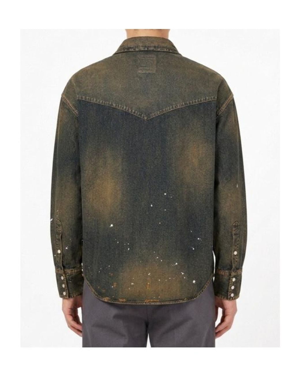Maison Mihara Yasuhiro Green Flatted-Collar Denim Shirt for men