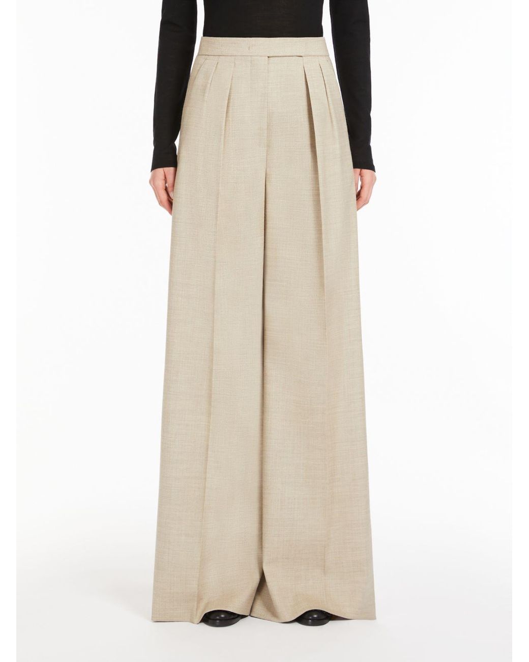 Max Mara Natural Button Detailed Wide-Leg Trousers