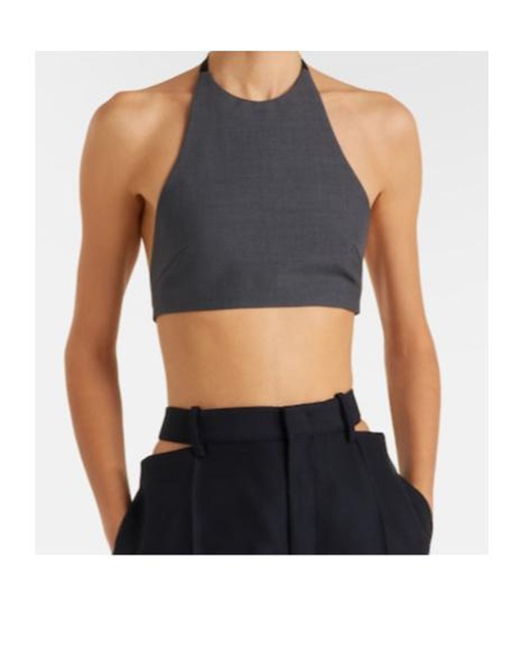 Jil Sander Blue Halterneck Virgin Wool Crop Top