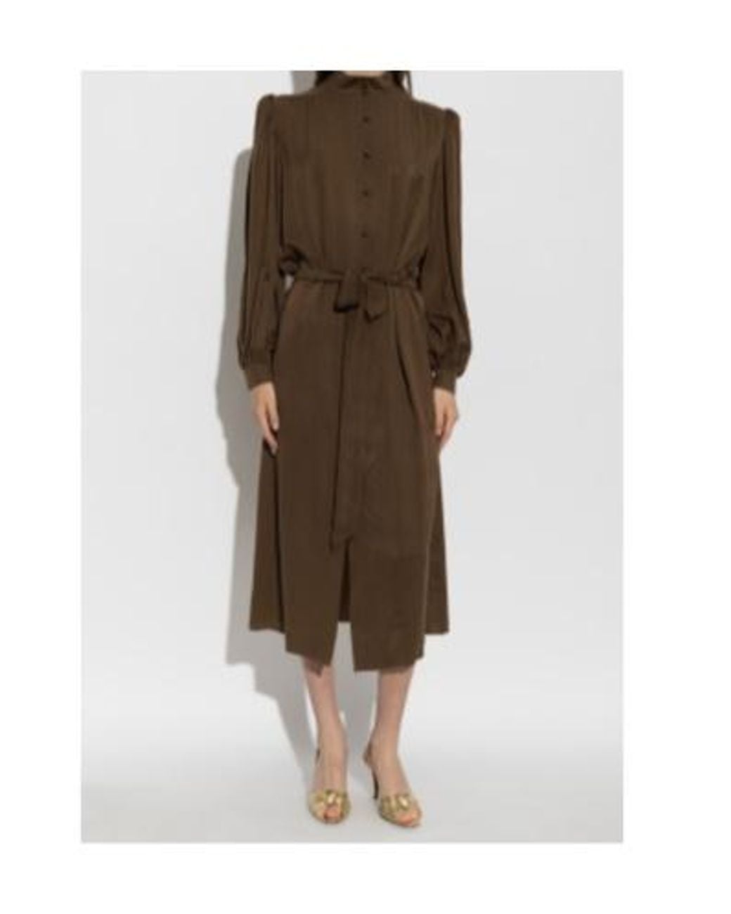 Valentino Brown Belted Midi Shirt Dress