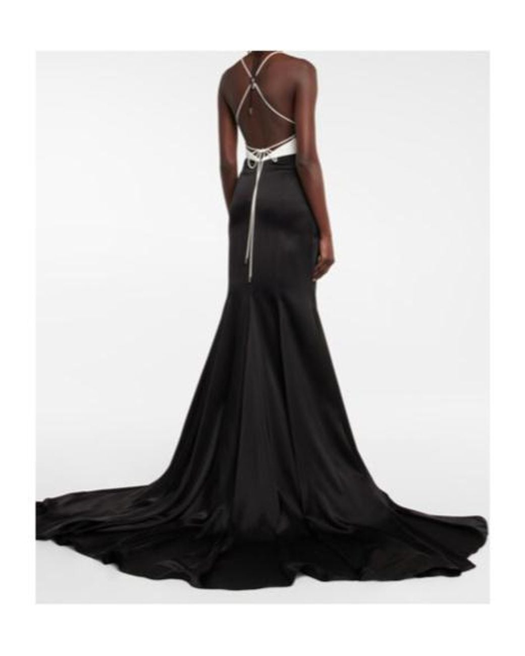 David Koma Black Embellished Cady And Satin Gown
