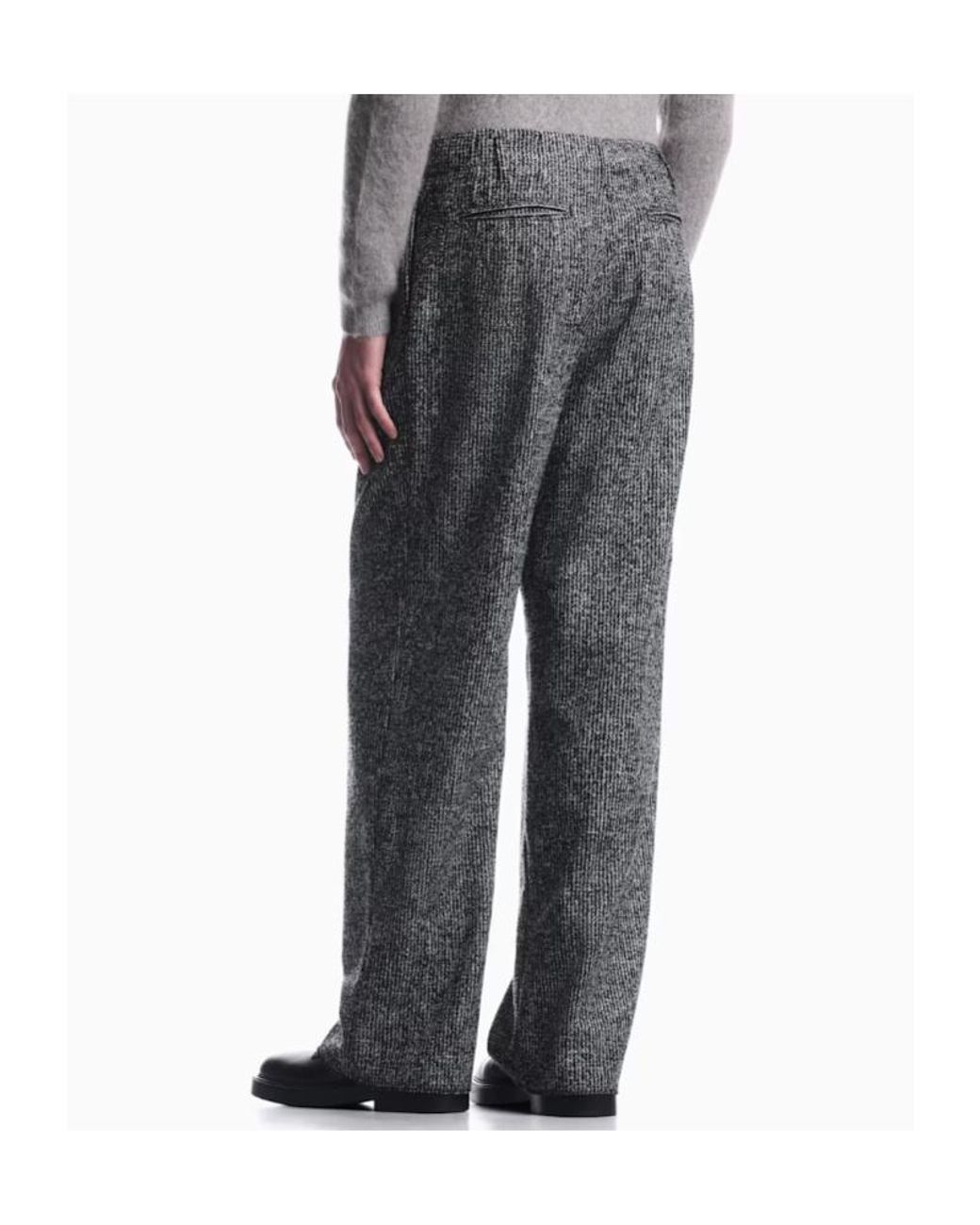 Emporio Armani Gray Patterned Pleated Trousers for men