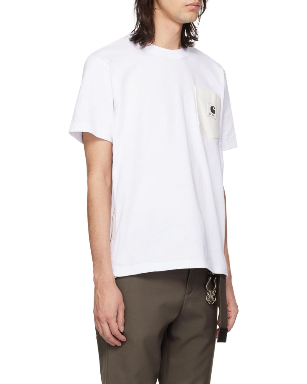 Sacai White X Carhartt Wip Logo Patch Crewneck T-Shirt