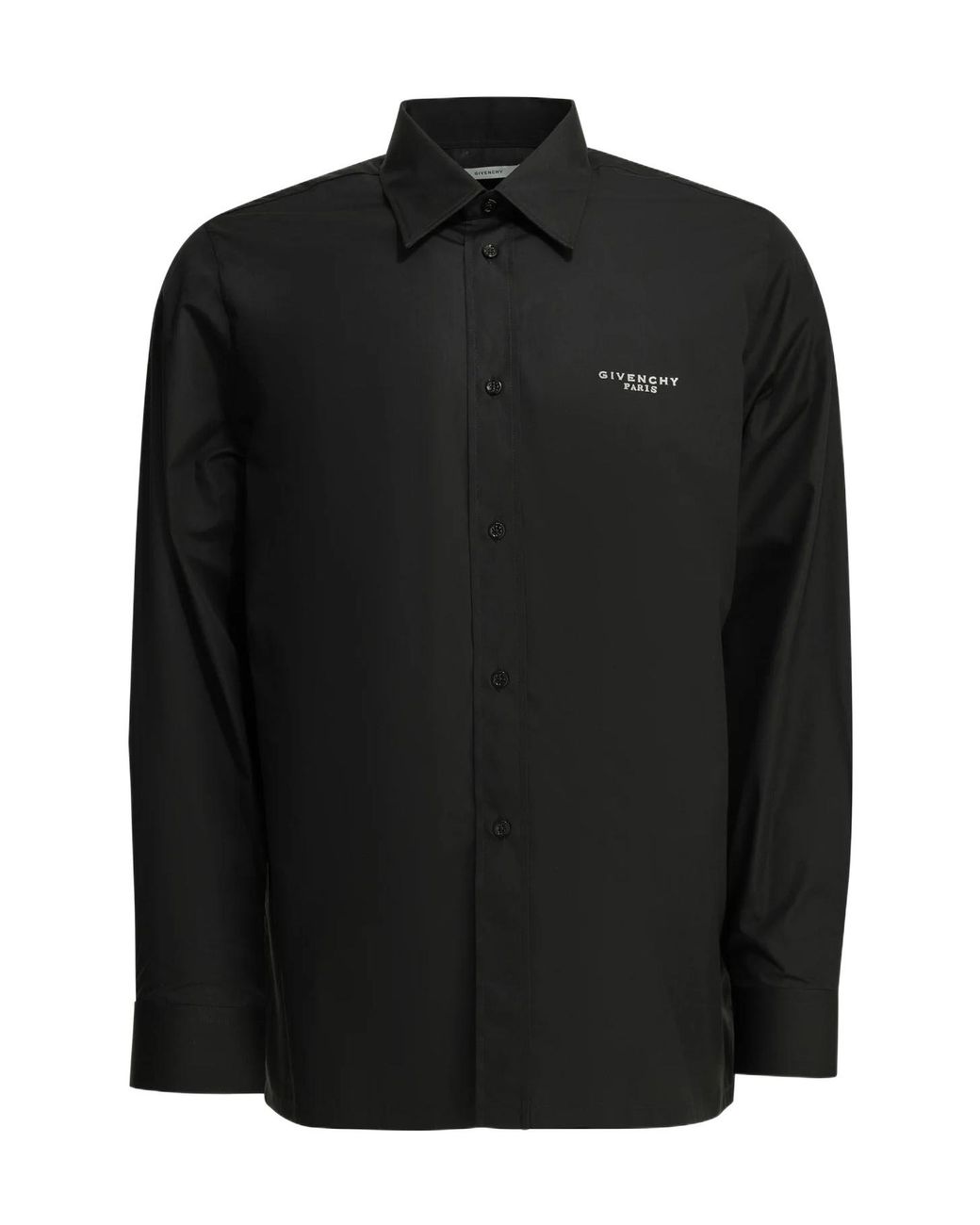 Givenchy Black Logo Embroidered Long-Sleeved Shirt for men