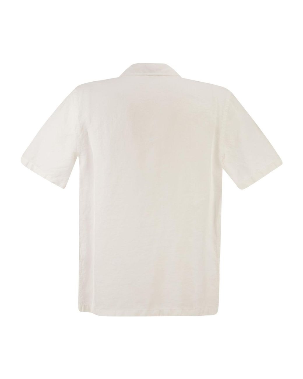 Peserico White Short-Sleeve Bowling Shirt for men