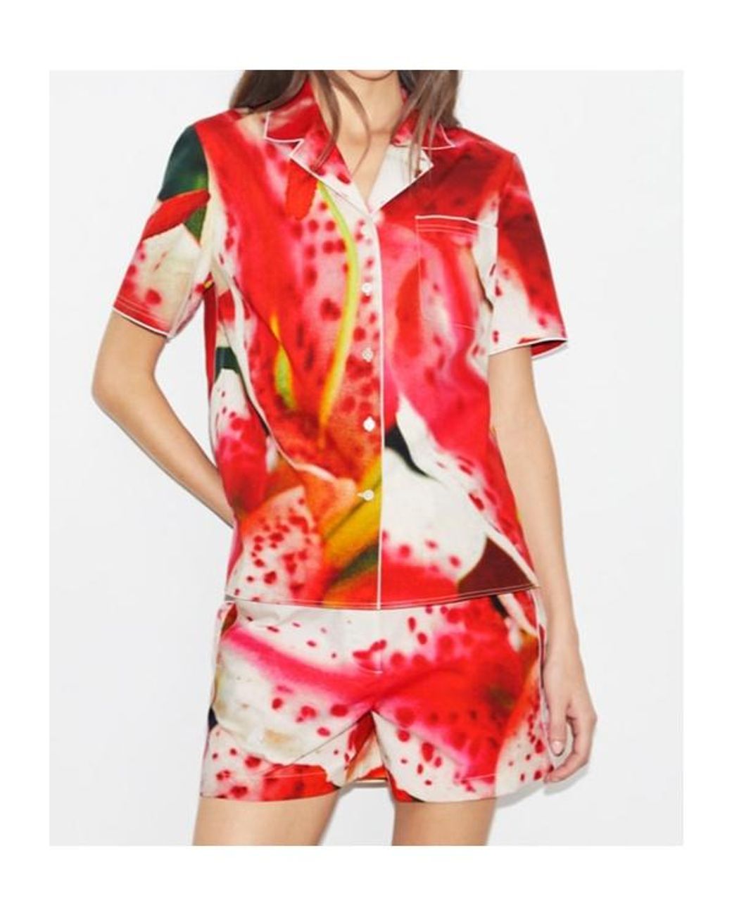 Tory Burch Red Floral-Print Shirt