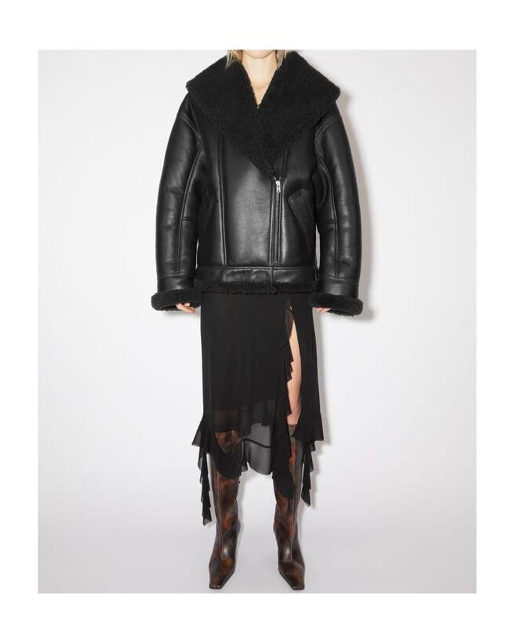 Acne Black Drop Shoulder Biker Jacket