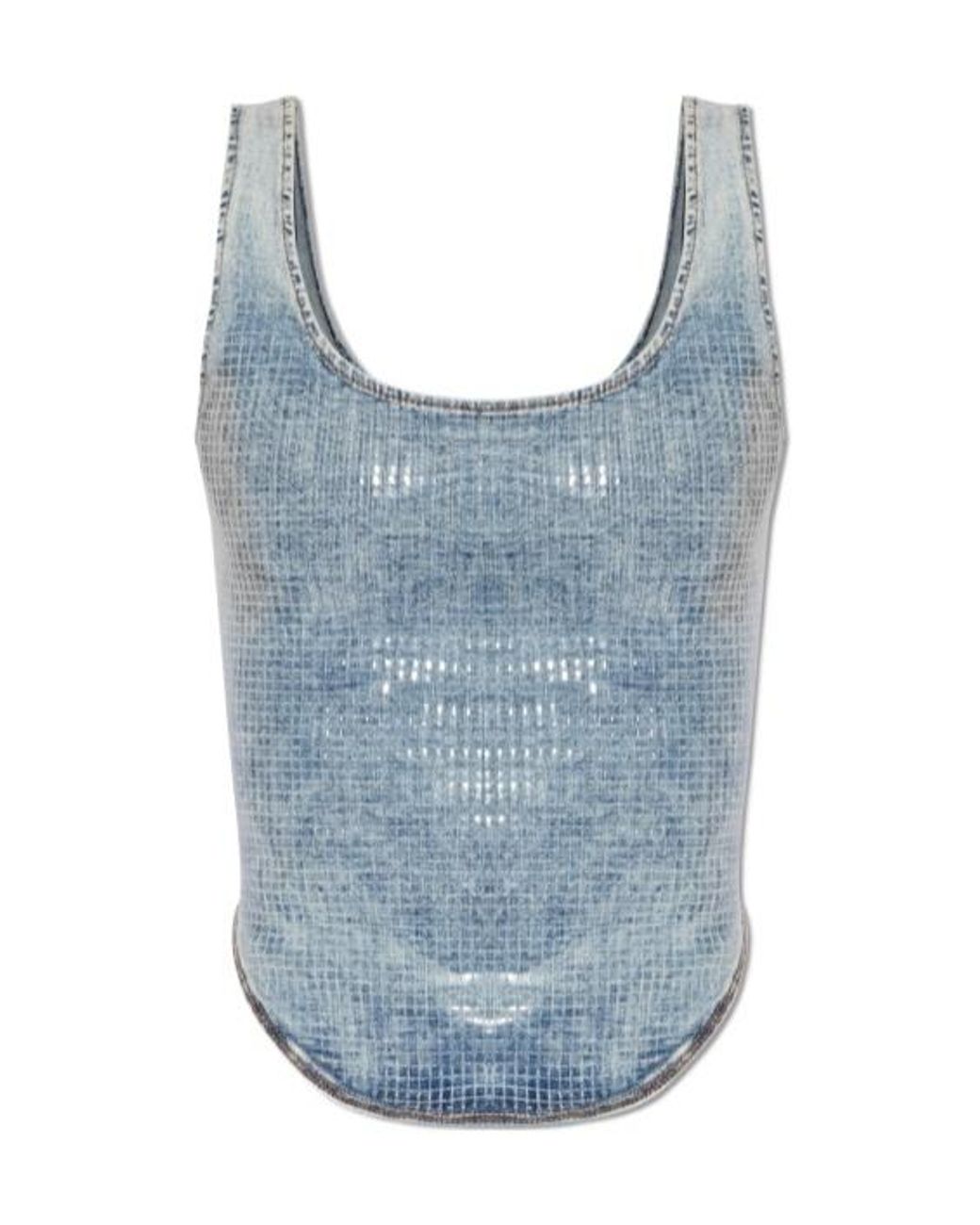 DIESEL Blue Shi Denim Style Printed Bustier Top