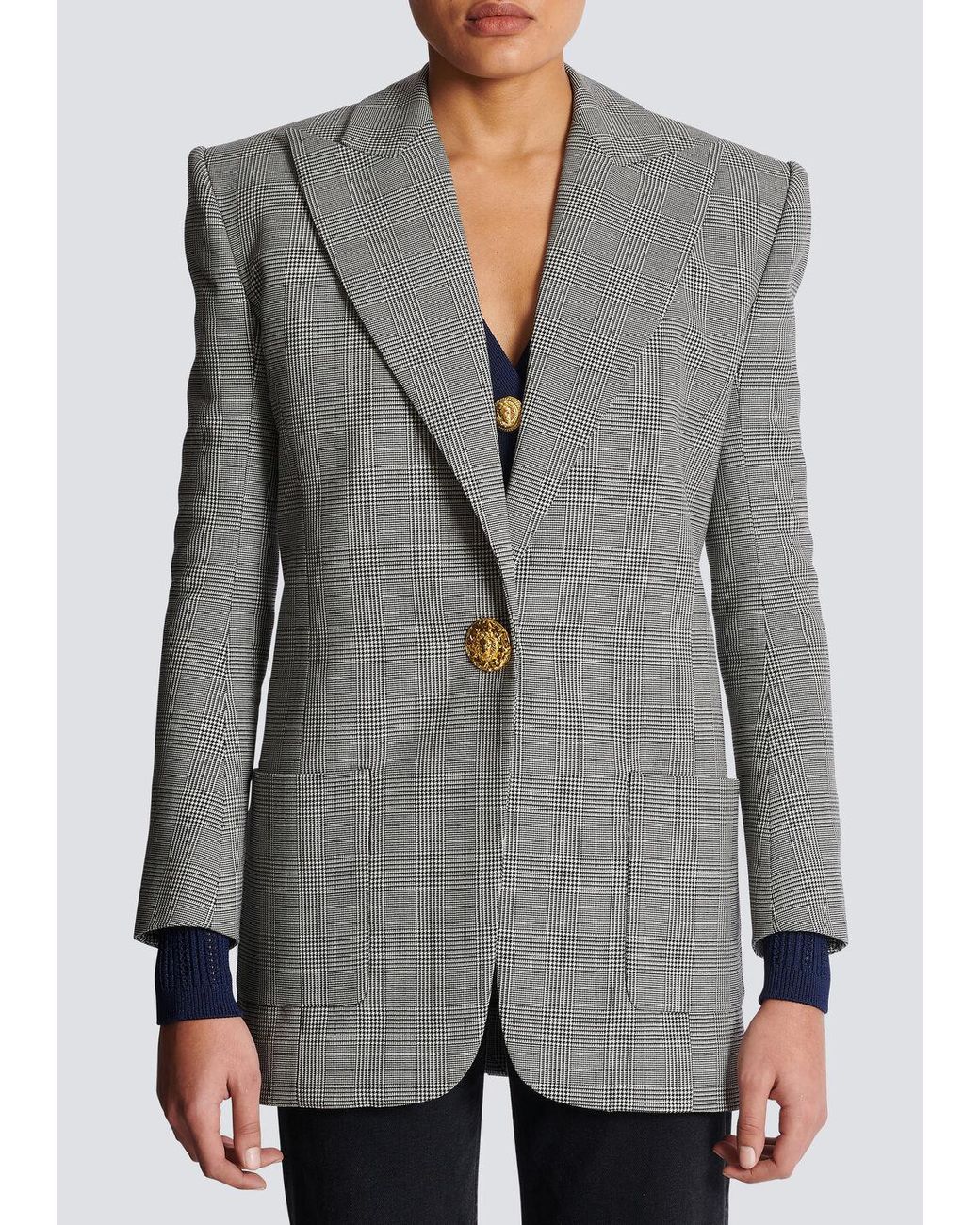 Balmain Gray 1-Button Jacket