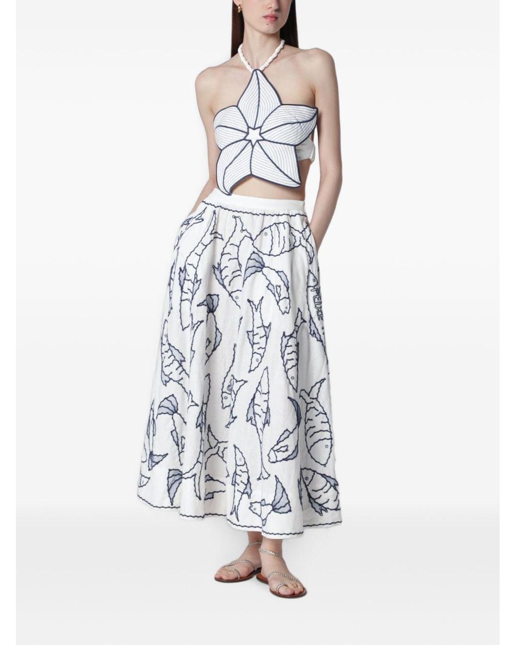 Farm Rio Gray Star-Shaped Halterneck Top