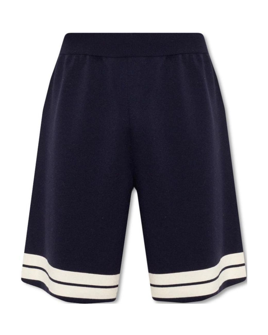 Palm Angels Blue Horizontal-Stripe Print Shorts for men