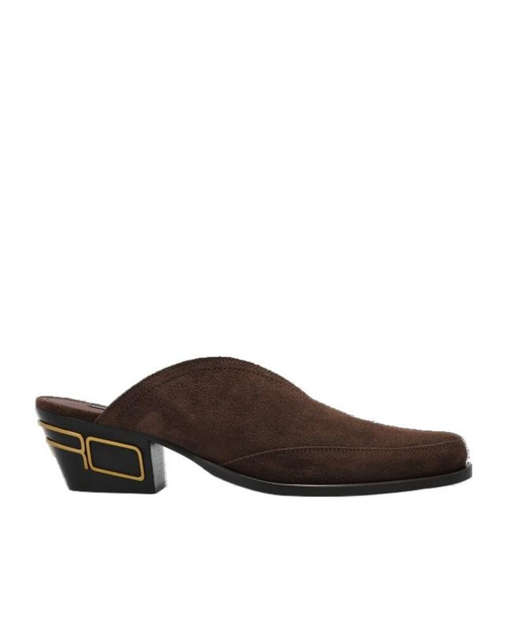 Etro Brown Logo Heel Slip-On Mules