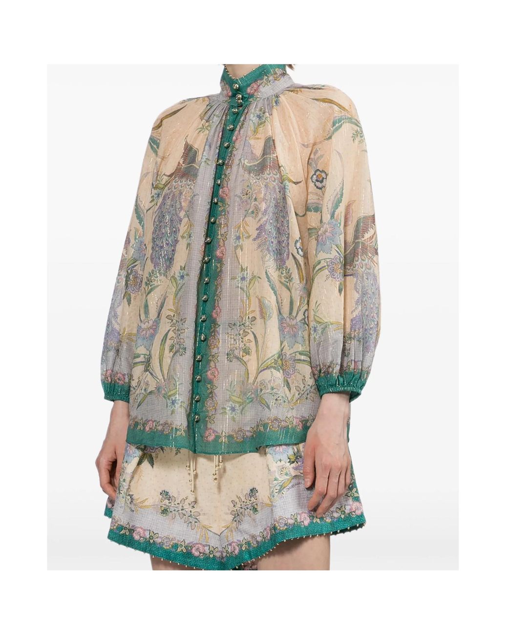 Zimmermann Multicolor Jewel Button Printed Top
