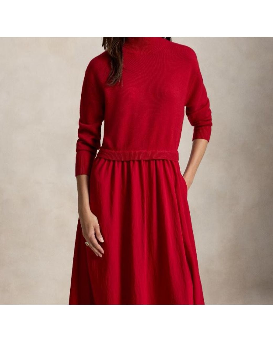 Polo Ralph Lauren Red Knitted High Neck Dress