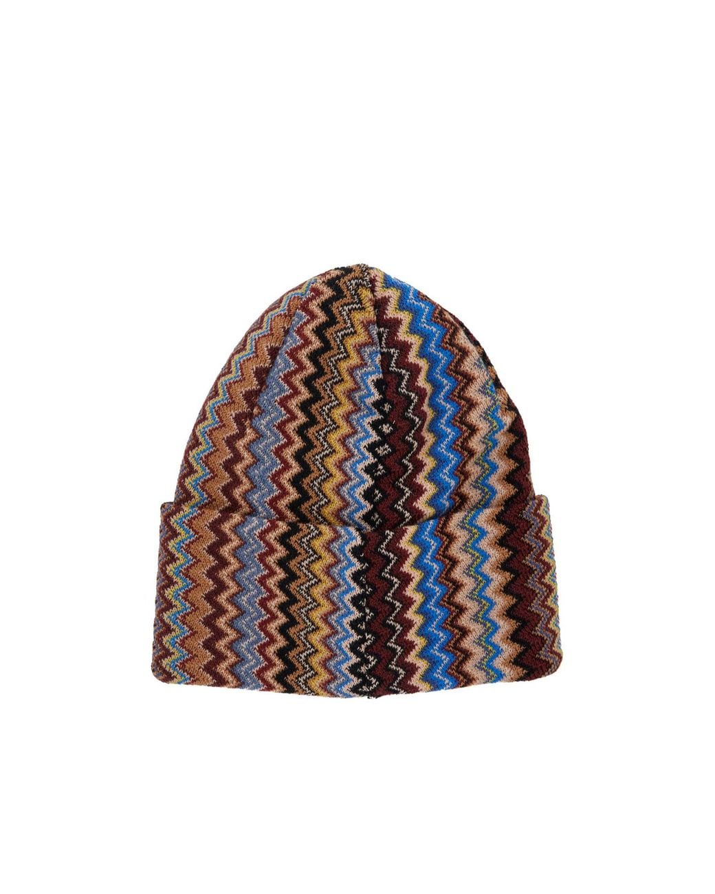 Missoni Blue Zigzag Knitted Beanie for men