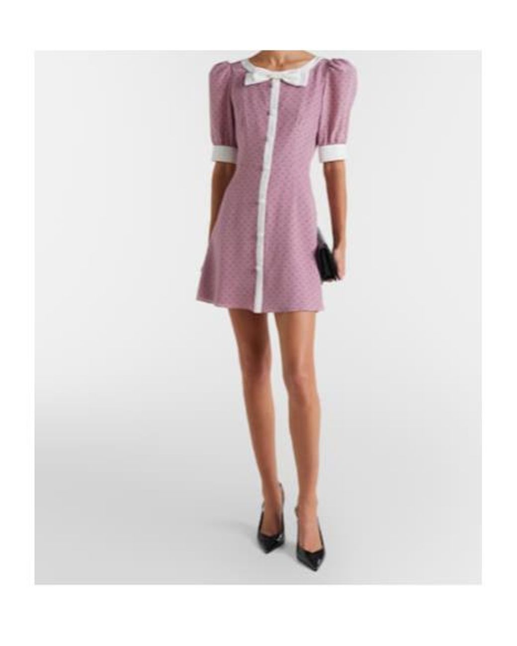 Alessandra Rich Pink Bow-Detail Polka-Dot Silk Minidress