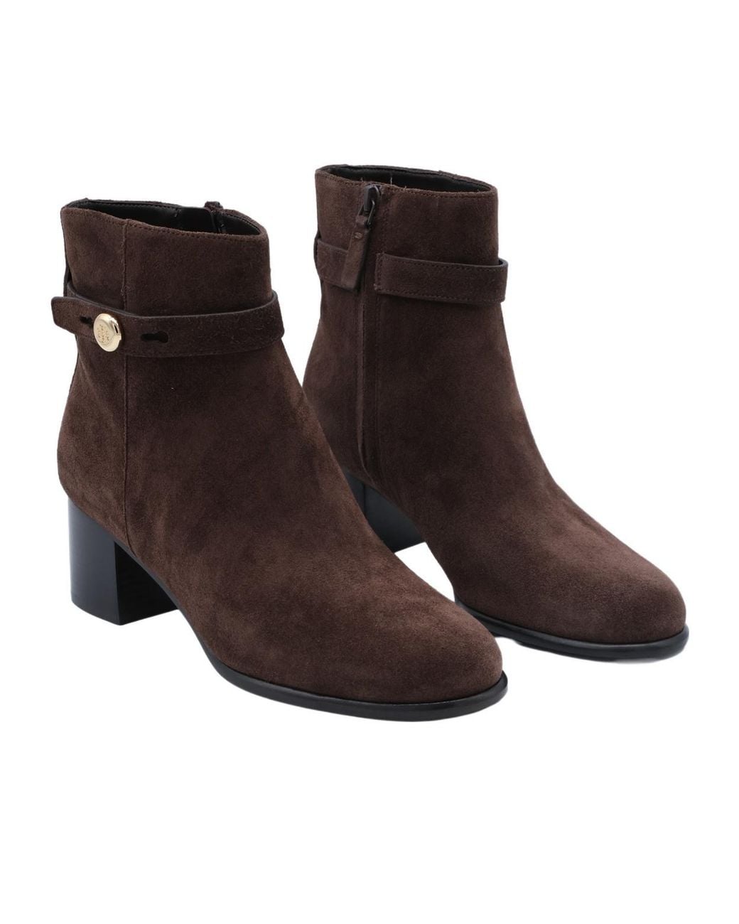 Tory Burch Brown Strap Detail Ankle Boots