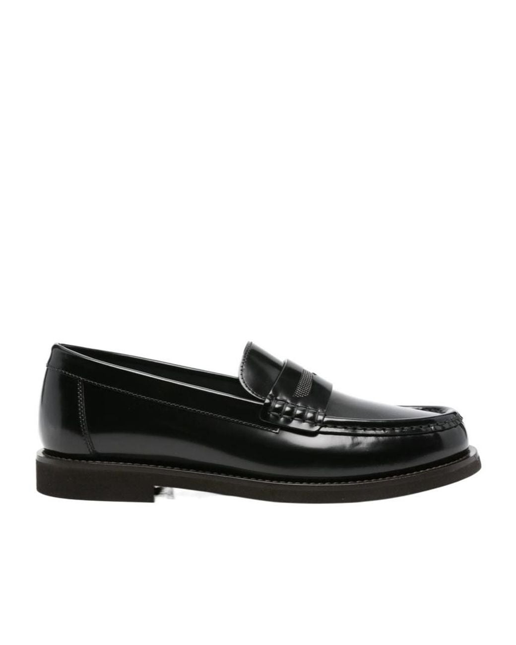 Brunello Cucinelli Black Monili Chain-Detailed Loafers