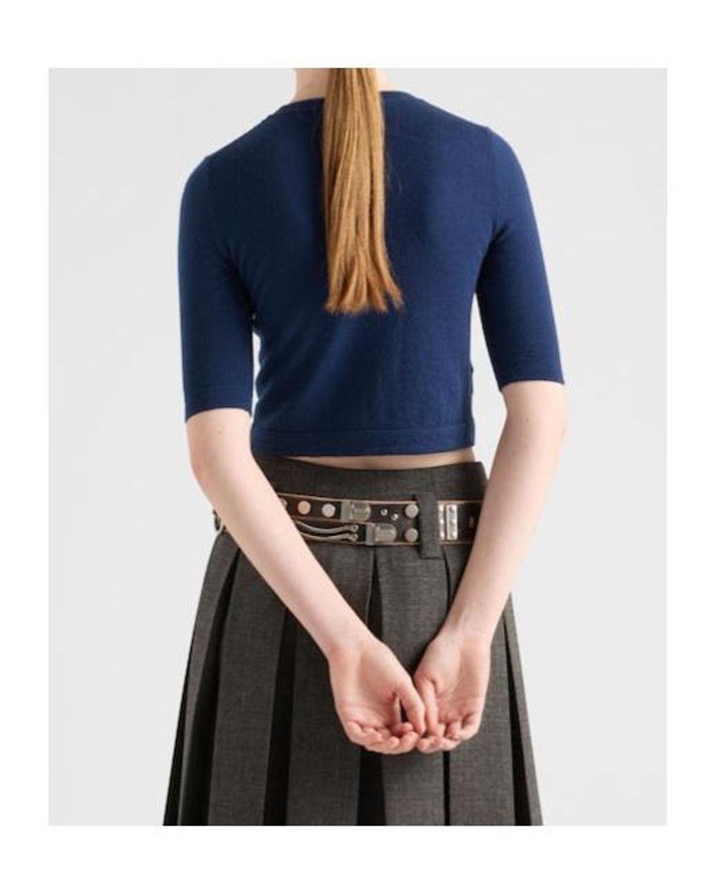Prada Blue Cashmere Logo Sweater