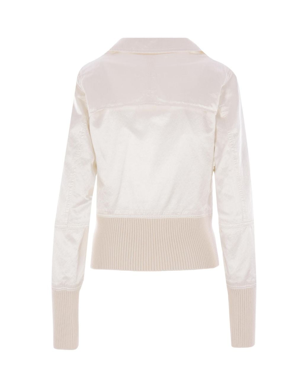 MM6 by Maison Margiela White Satin-Finish Bomber Jacket
