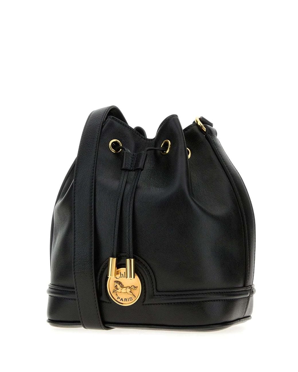 Chloé Black Leather Bucket Bag