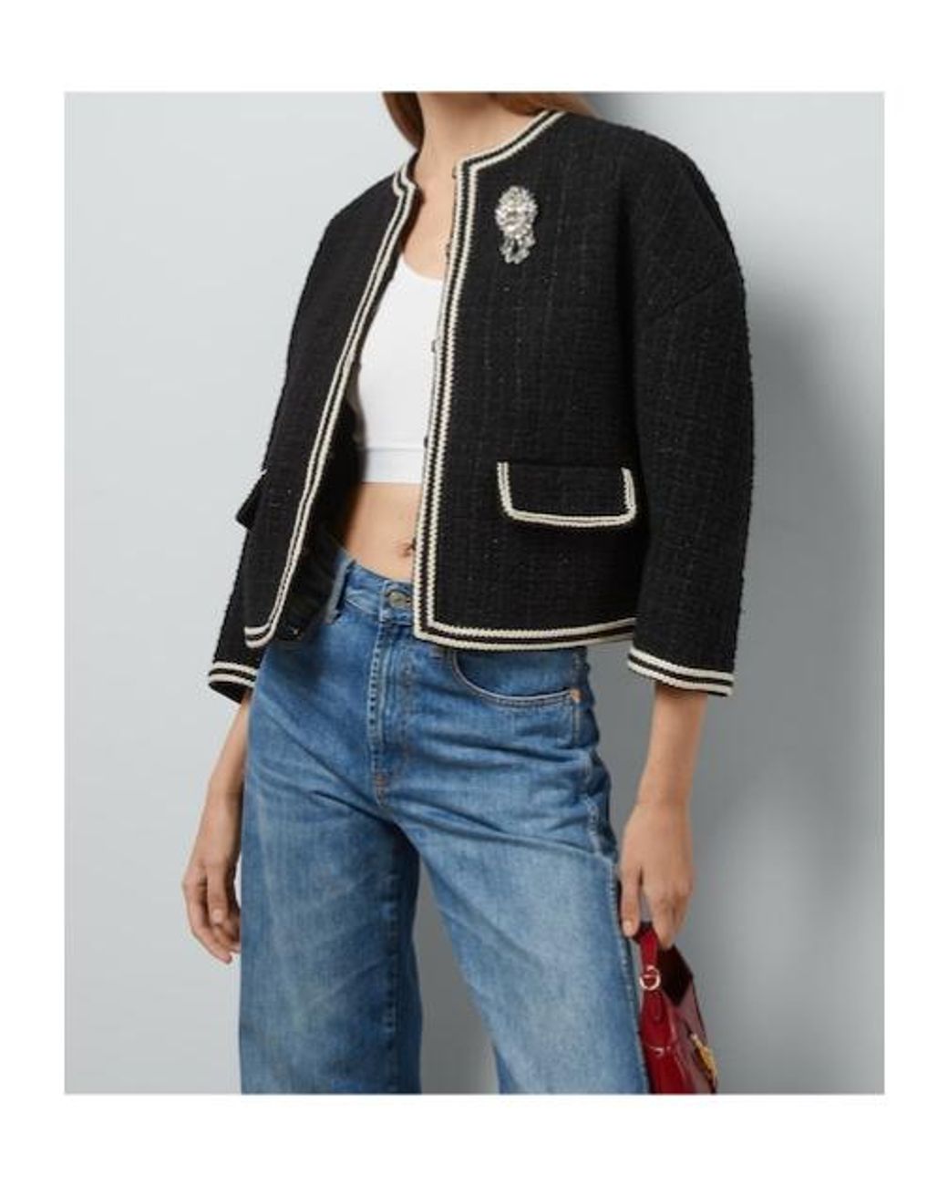 Gucci Black Interlocking G Tweed Jacket