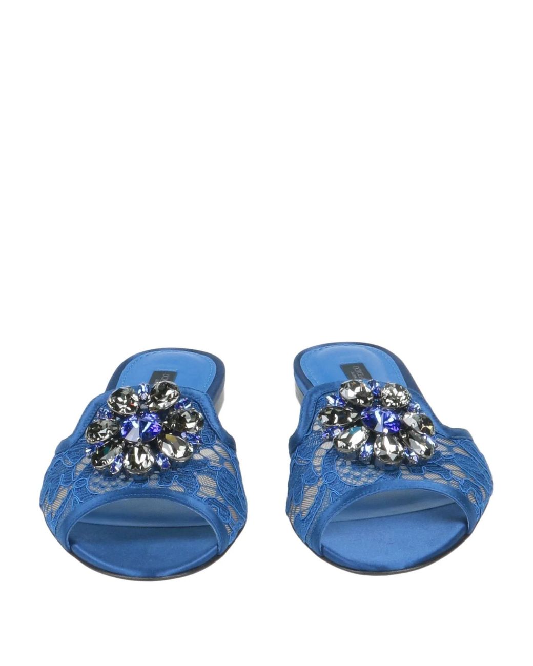 Dolce & Gabbana Blue Lace Print Sandals