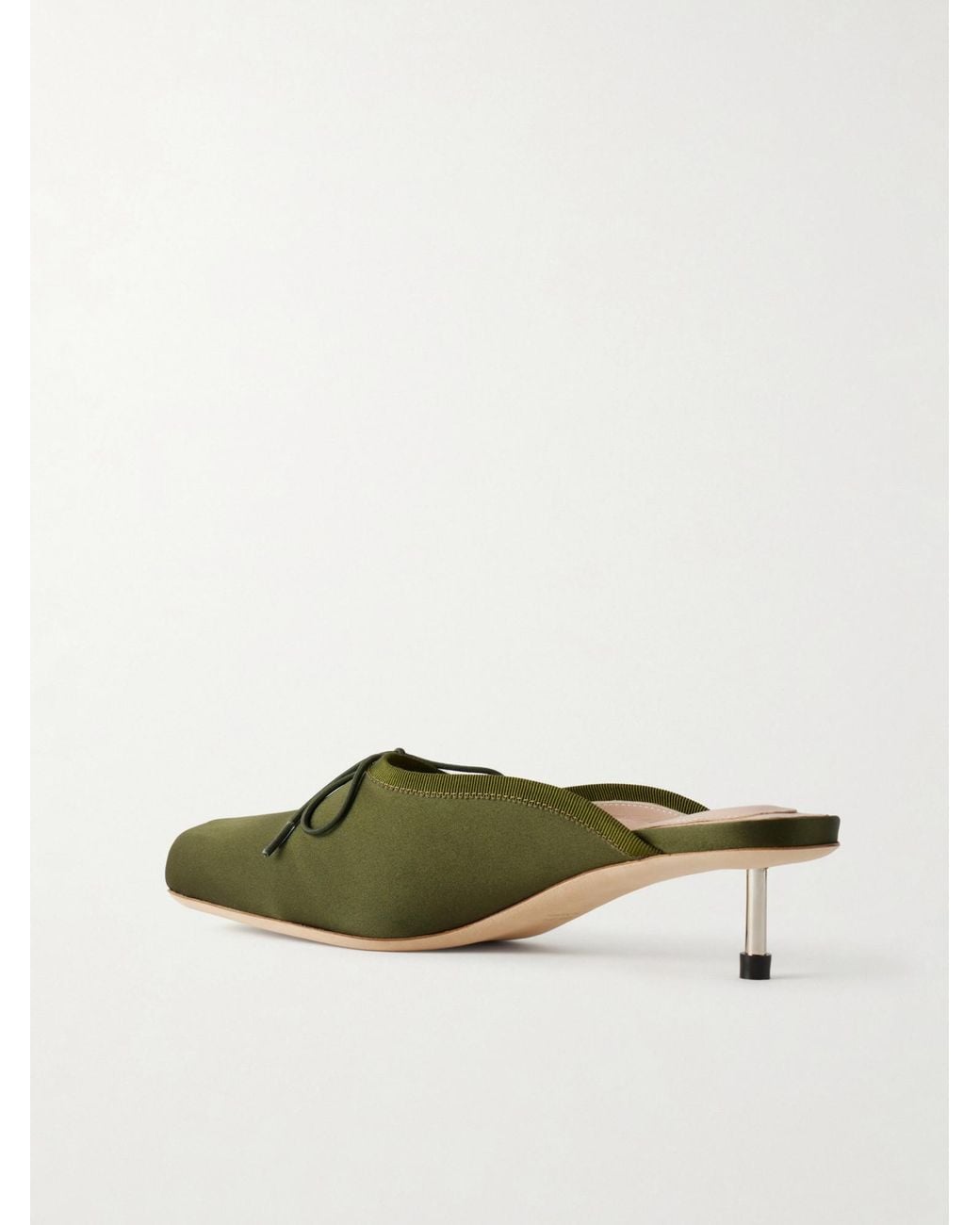 Simone Rocha Green Bow-Detailed Satin Pumps