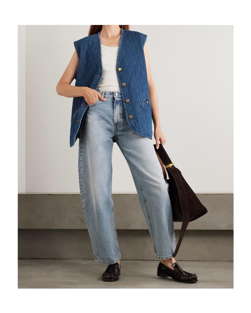Blazé Milano Blue Suffolk Padded Quilted Denim Vest