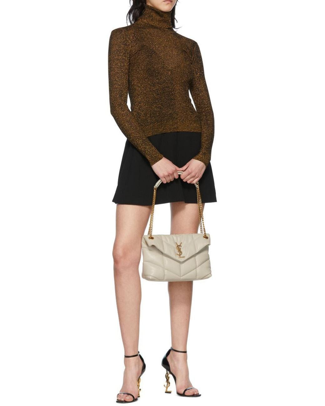 Saint Laurent Natural Logo Plaque Strapped Shoulder Bag